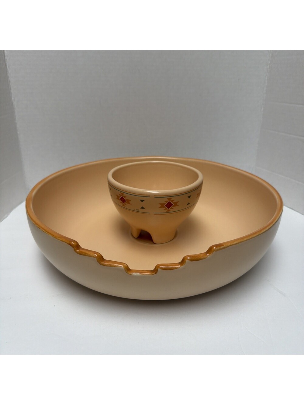 Authentic Southwest Adobe Chip And Dip Bowl Set from Treasure Craft Vintage Big